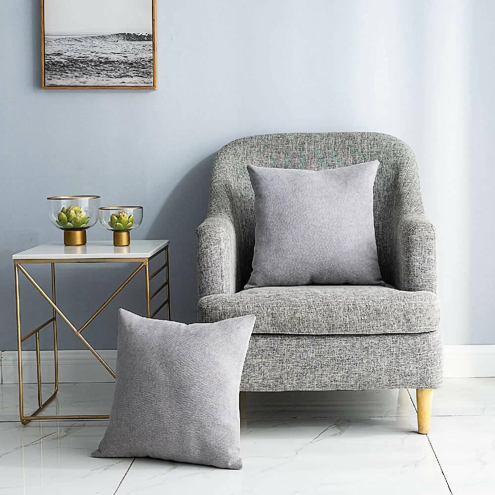 Funda Para Cojin Decorativo Cuadrado En Tela Gris Claro - VIRTUAL MUEBLES