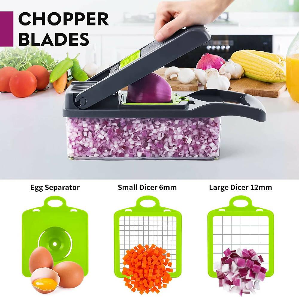 Cortador Picador Rallador Mandolina Verduras Ayudante 12 En 1 - VIRTUAL MUEBLES