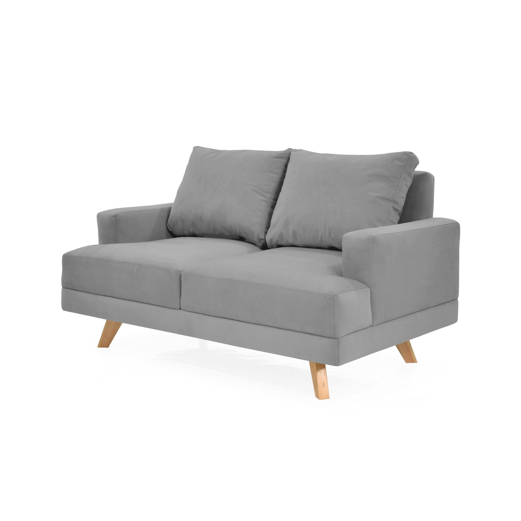 Sofa 2 Puestos Lisboa Tela Gris - VIRTUAL MUEBLES
