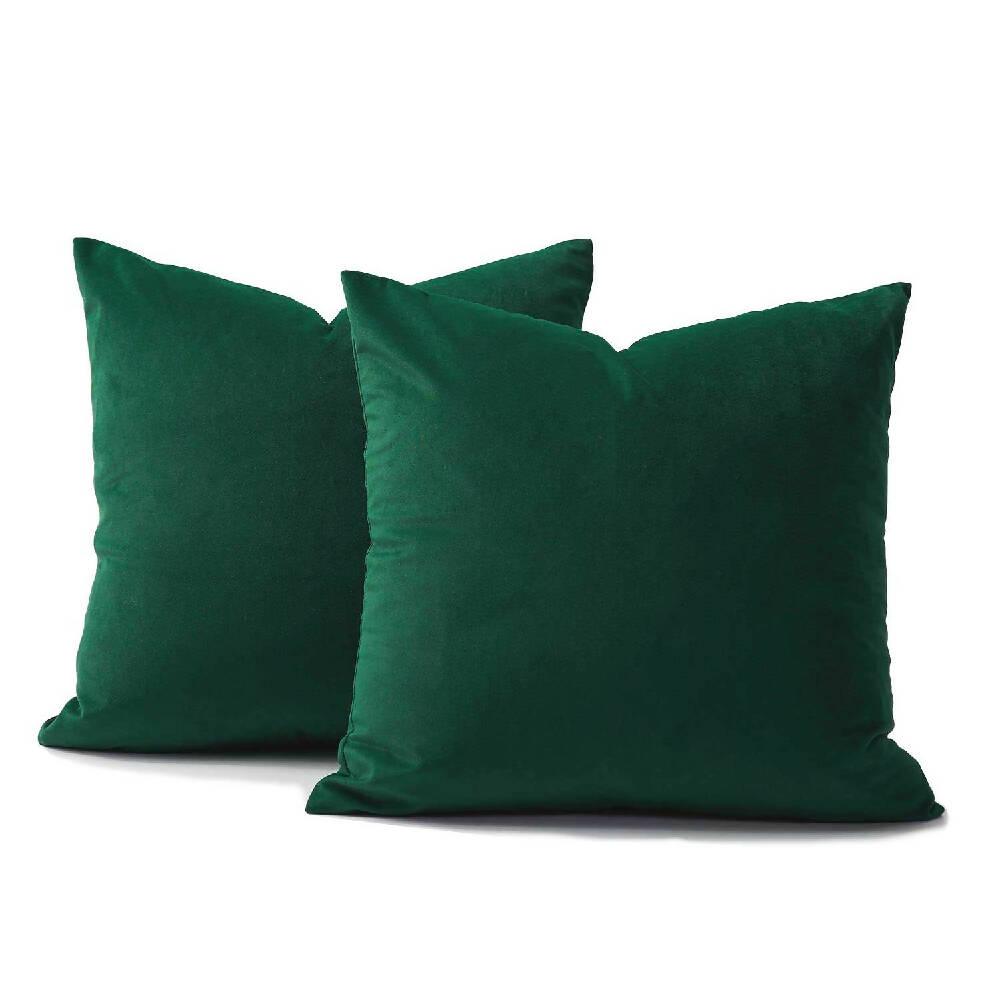 Cojin X2 Decorativo Cuadrado En Tela Verde Esmeralda - VIRTUAL MUEBLES