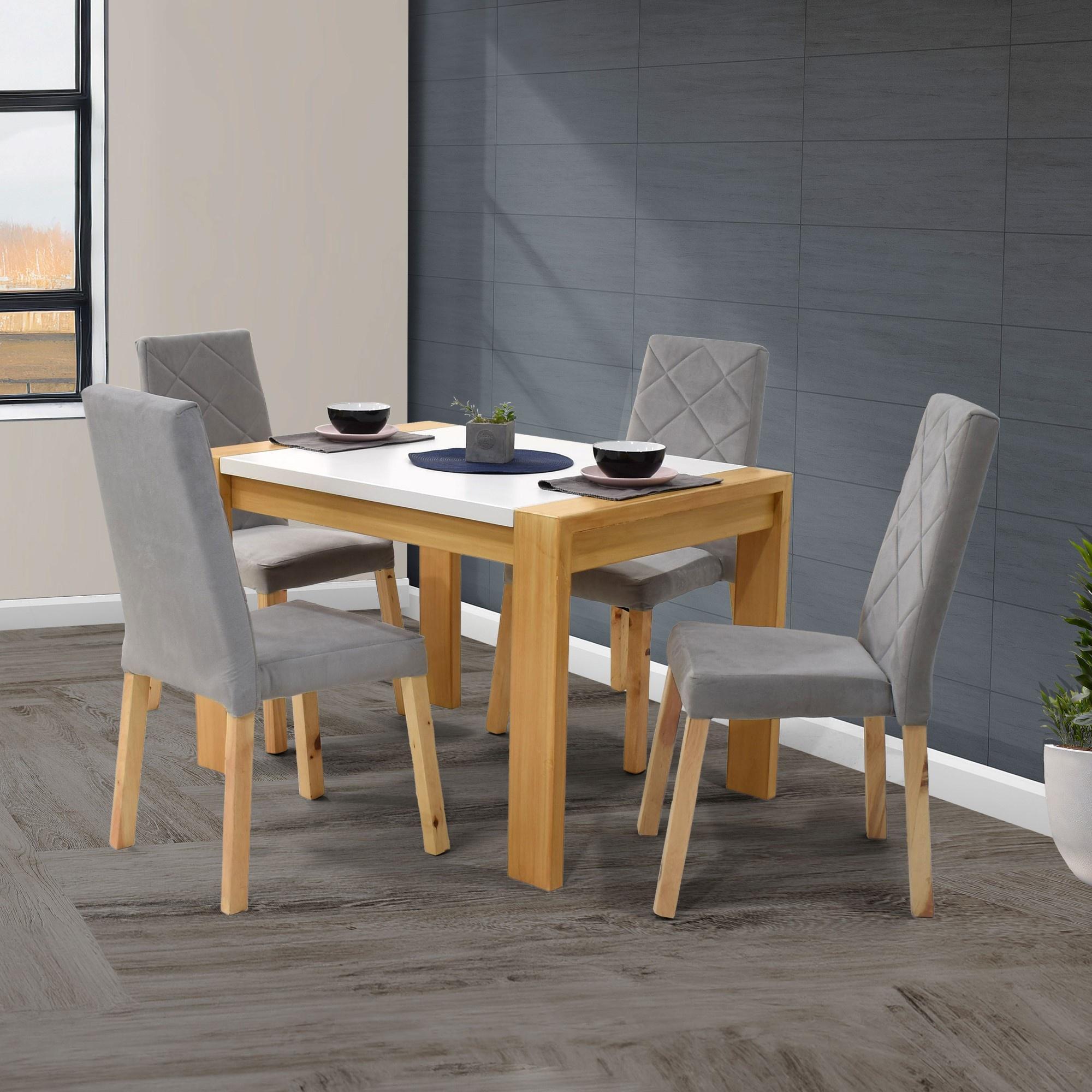 Comedor 4 Puestos Arkansas Sillas Liverpool Tela Gris
