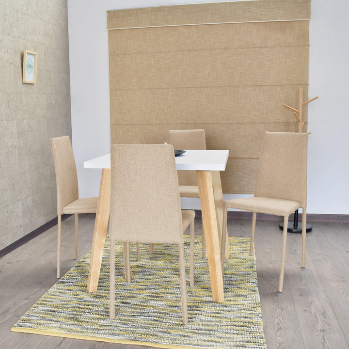 Juego de Comedor 4P Lyon Sillas Lyon Tela Beige - VIRTUAL MUEBLES