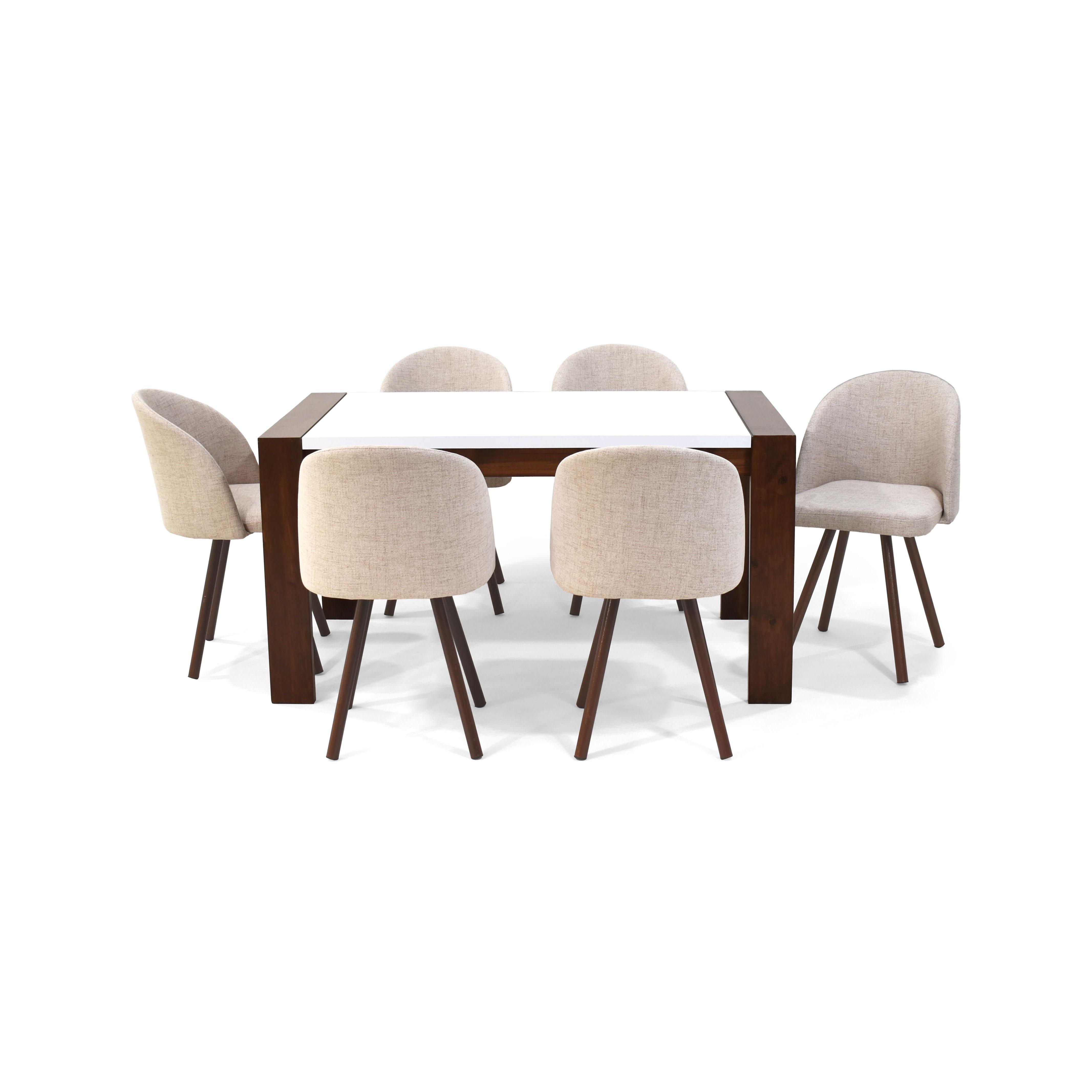 Comedor Arkansas 6 Puestos Sillas Sevilla Tela Trigo
