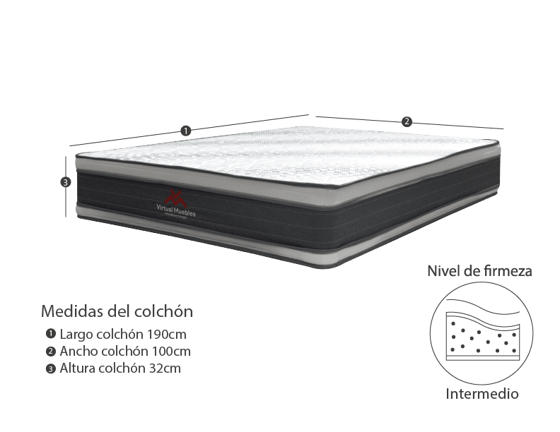 Combo para Habitación Marfil, incluye Colchón y Almohada.