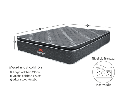 Combo para Habitación Kammel, incluye Base Cama Semidoble y Colchón.