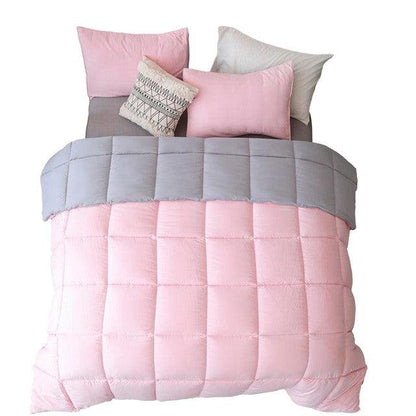 Edredon Bicolor Mas Fundas Y Cojines Rosado /Gris Sencillo - VIRTUAL MUEBLES