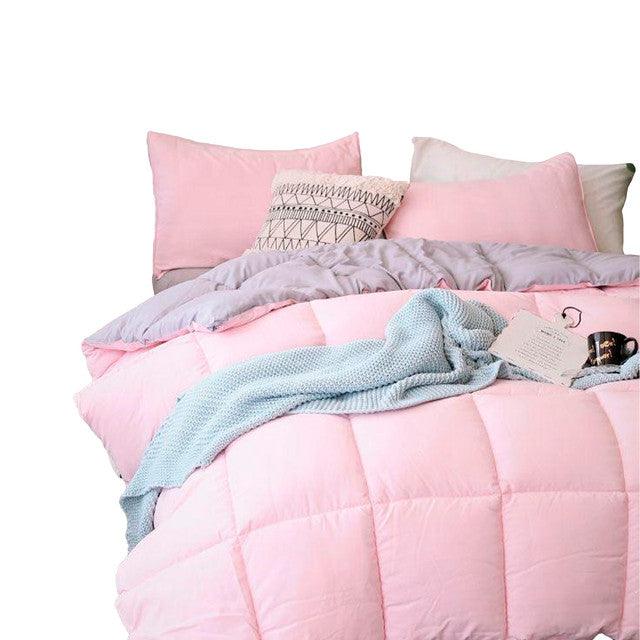 Edredon Bicolor Mas Fundas Y Cojines Rosado /Gris Sencillo - VIRTUAL MUEBLES