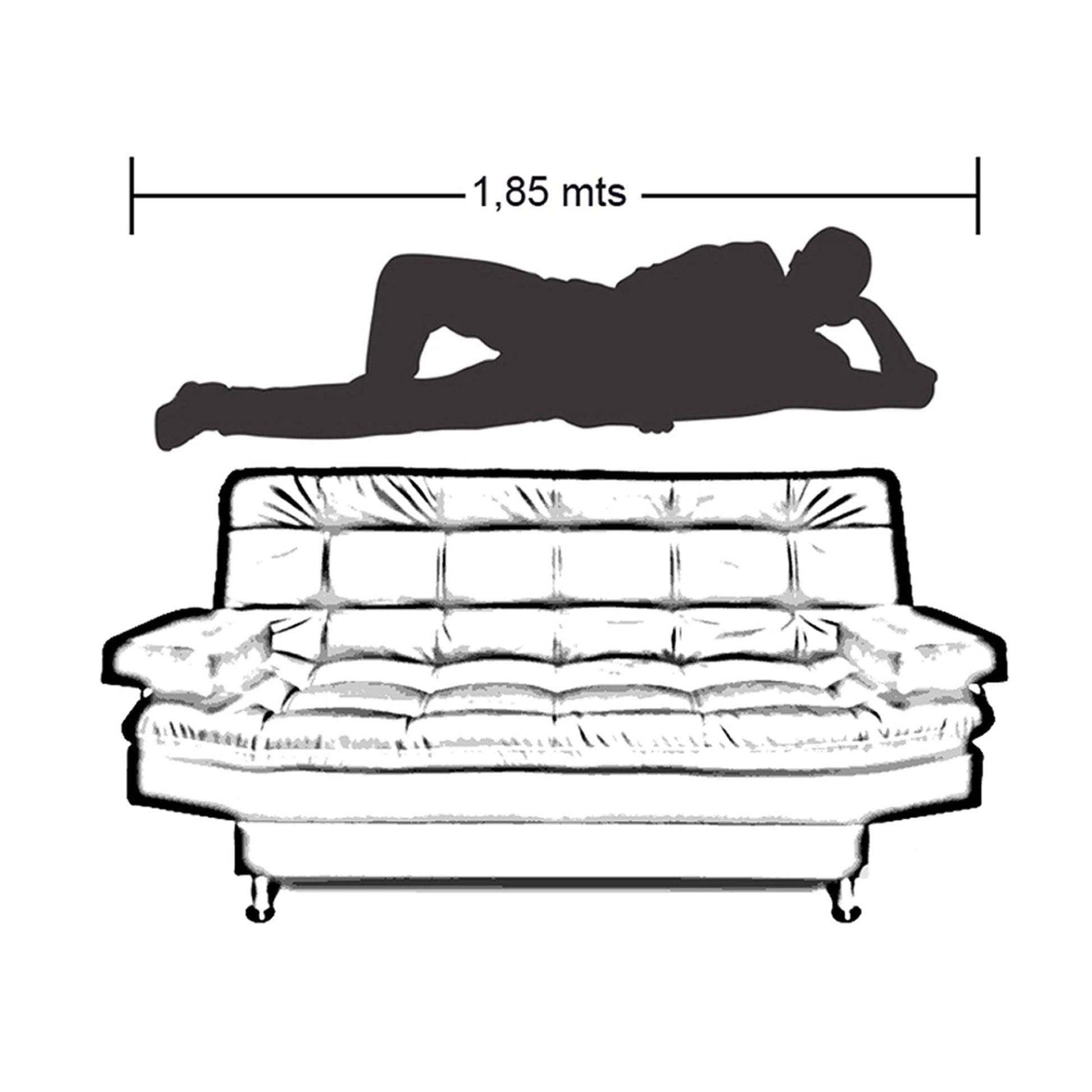 Sofacama Carvallo 3 Posiciones Clic Clac Tipo Cuero Negro - VIRTUAL MUEBLES