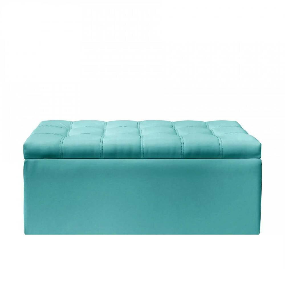 Puff Baúl Auxiliar Turquesa - VIRTUAL MUEBLES