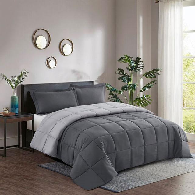 Edredon Bicolor Mas Fundas Y Cojin Cuadrado Gris Claro / Gris Oscuro Semidoble - VIRTUAL MUEBLES