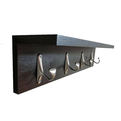 Perchero de Pared con Repisa 4 Ganchos Wengue - VIRTUAL MUEBLES