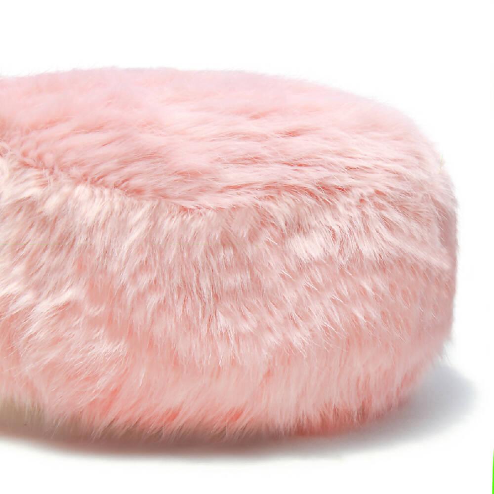 Puff Descansapies Reposapies En Peluche Rosado - VIRTUAL MUEBLES
