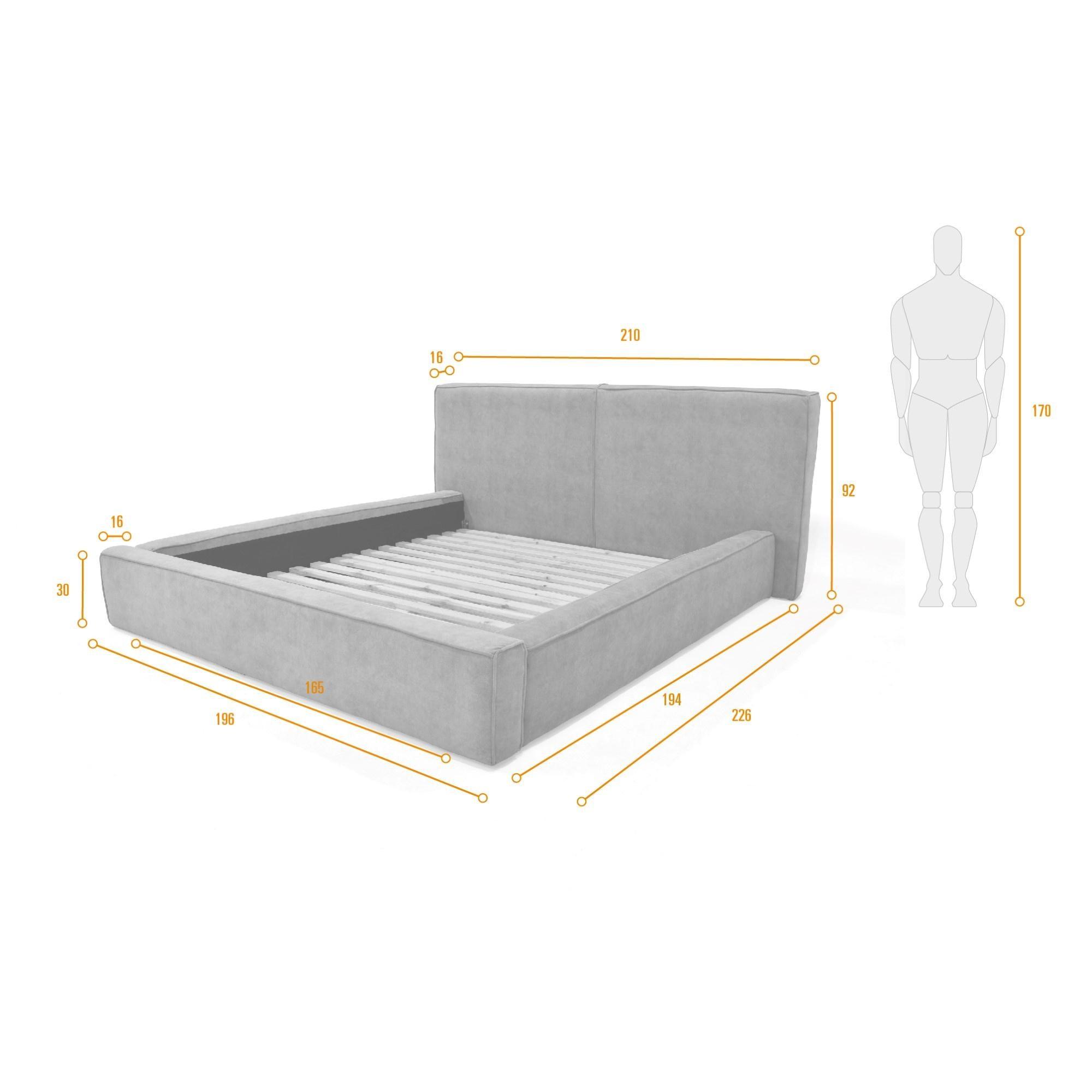 Cama Lennon Queen Tela Gris