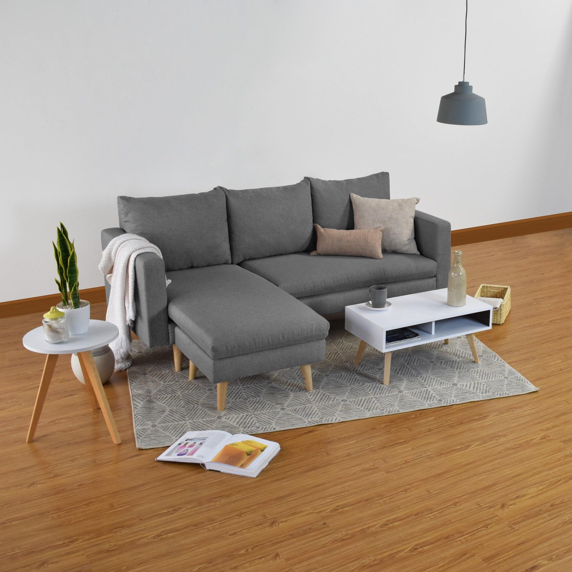 Sofa 3 Puestos Barbados Tela Poliester Gris - VIRTUAL MUEBLES