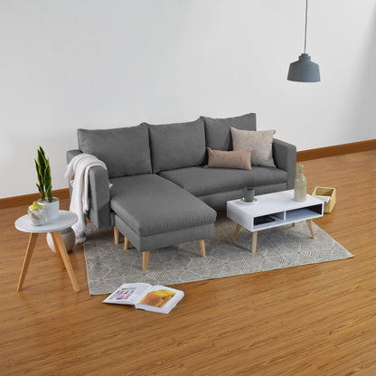 Sofa 3 Puestos Barbados Tela Poliester Gris - VIRTUAL MUEBLES