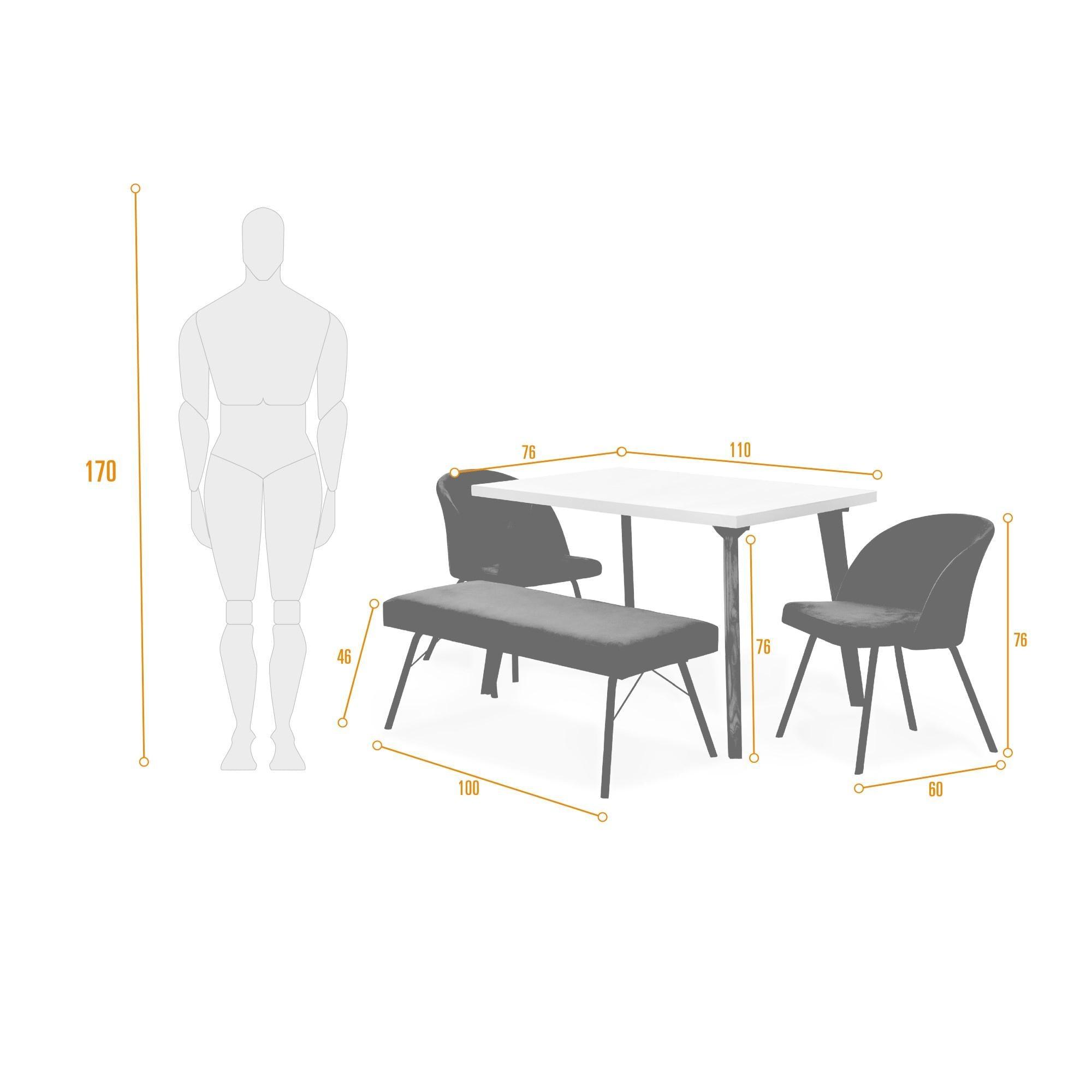 Set de Comedor Lugo Matiz con 2 Sillas Osaka Gris y 1 Banqueta Cadiz Tela Azul