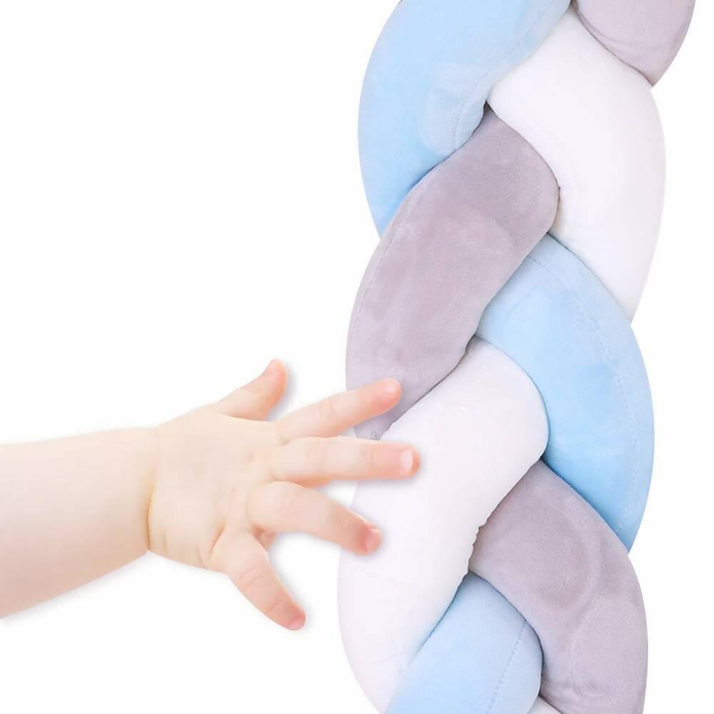 Cojin Protector para Cuna Trenza 3 metros Banzay Azul y gris - VIRTUAL MUEBLES