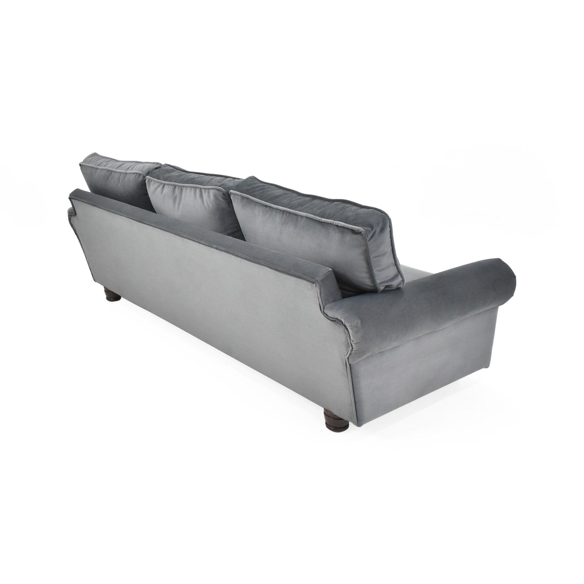 Sofa 3 Puestos Lancaster Tela Poliester Gris - VIRTUAL MUEBLES