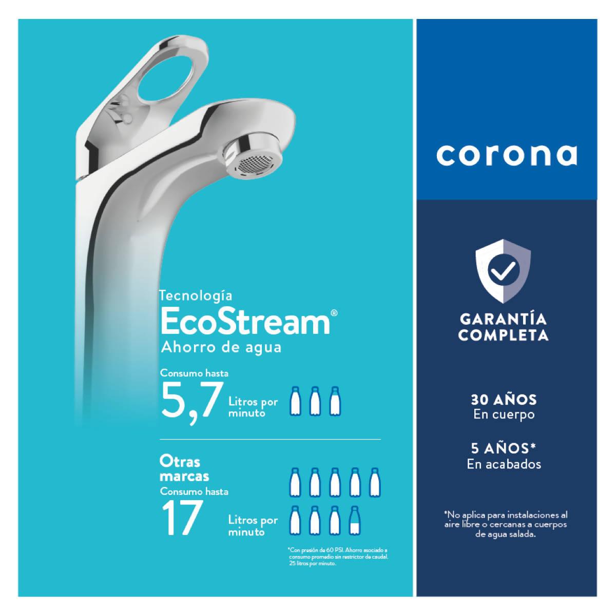 Grifería Lavamanos Corona Monocontrol Liquid Media - VIRTUAL MUEBLES