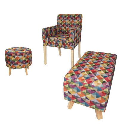 Combo Sala Colors Poltrona (88X59X55) + Banqueta Baul + Puff Colors.