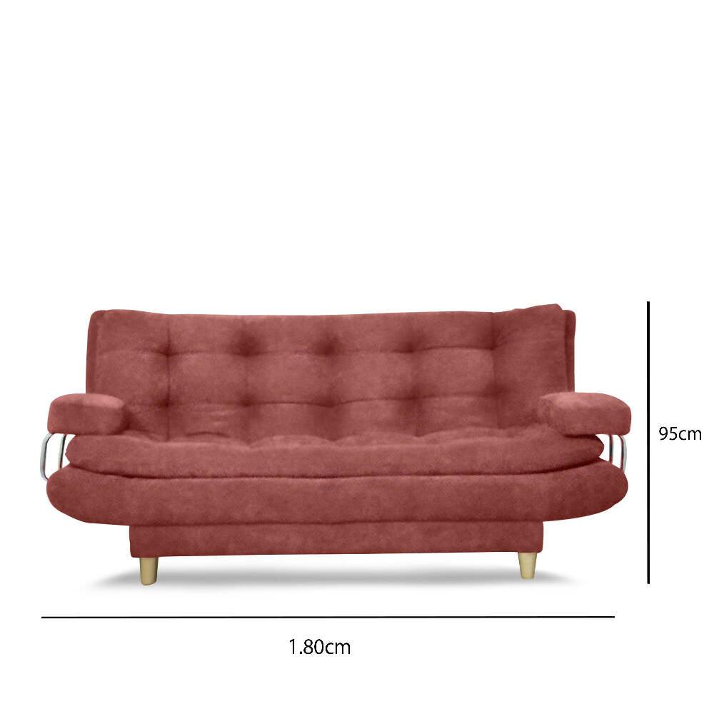 Sofá cama Damasco con brazos rojo lino - VIRTUAL MUEBLES
