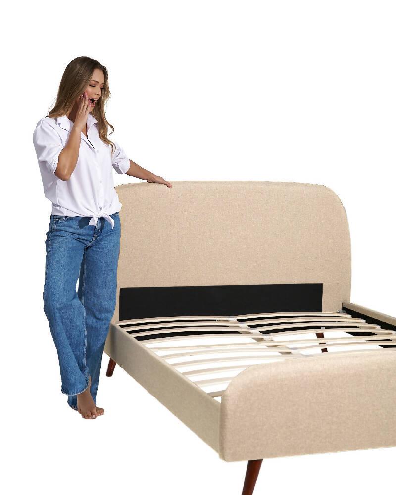 Cama con Espaldar Sencilla 100x190 Beige ANDREU - VIRTUAL MUEBLES