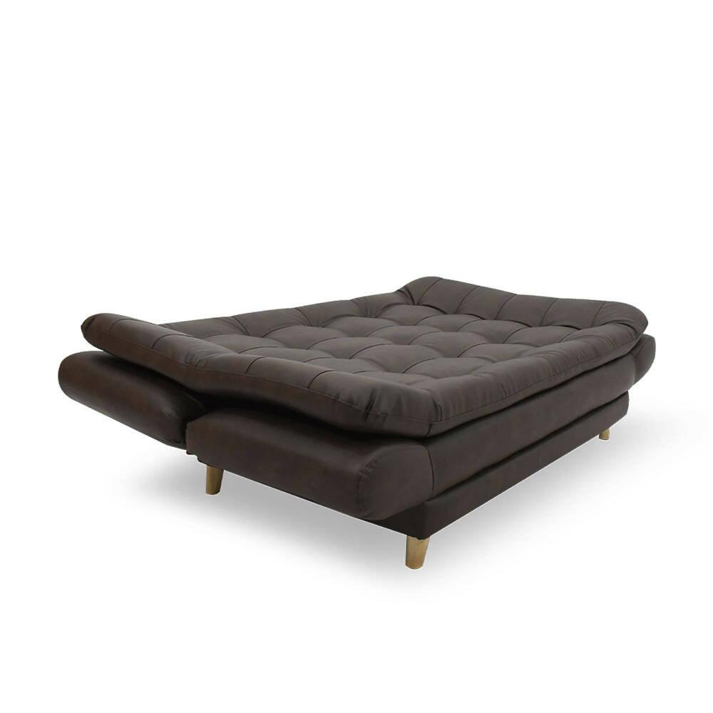 Sofá cama Damasco chocolate sintético - VIRTUAL MUEBLES
