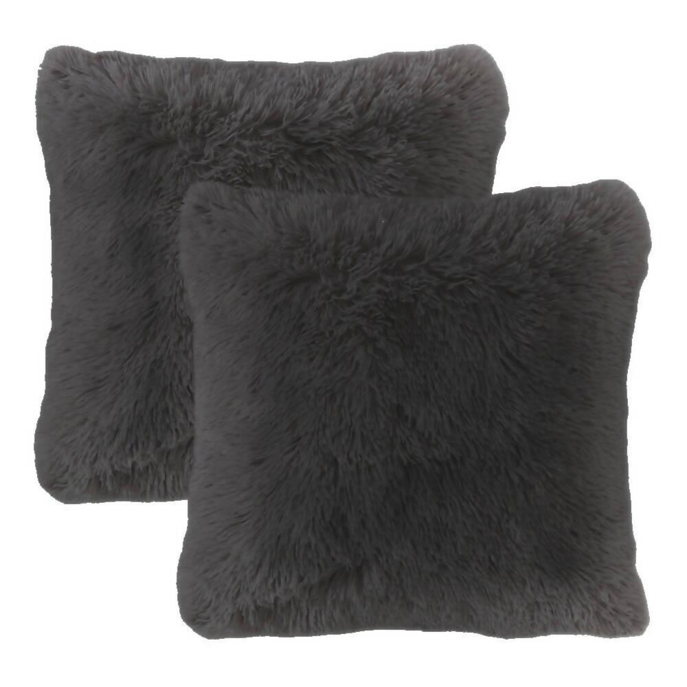 Kit X 2 Fundas Cojines Peludo Gris Oscuro - VIRTUAL MUEBLES