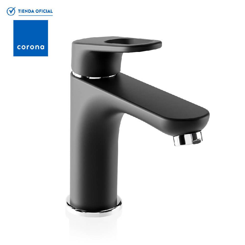 Grifería Lavamanos Corona Monocontrol Koral Media Mate Black Antimicrobiano - VIRTUAL MUEBLES