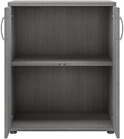 Gabinete universal de almacenamiento con puertas y estantes, color gris platino