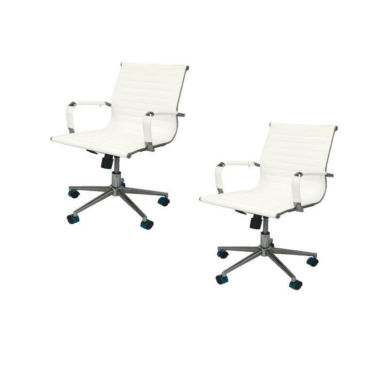 Kit Por 2 Silla Para Oficina Escritorio Gerencial OR -3301 Baja Blanca - VIRTUAL MUEBLES