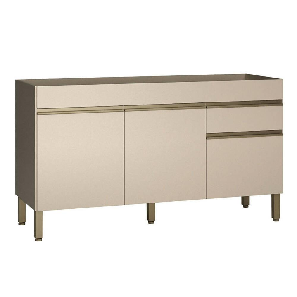 Cocina 150cm Hortensia 6 Puertas 1 Cajón Vainilla/Maderado Natural - VIRTUAL MUEBLES