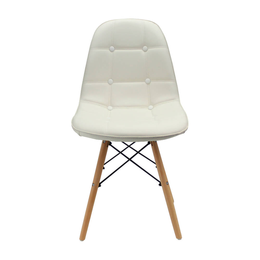 Kit por 4 Silla Botones Eames Acolchada - Blanca