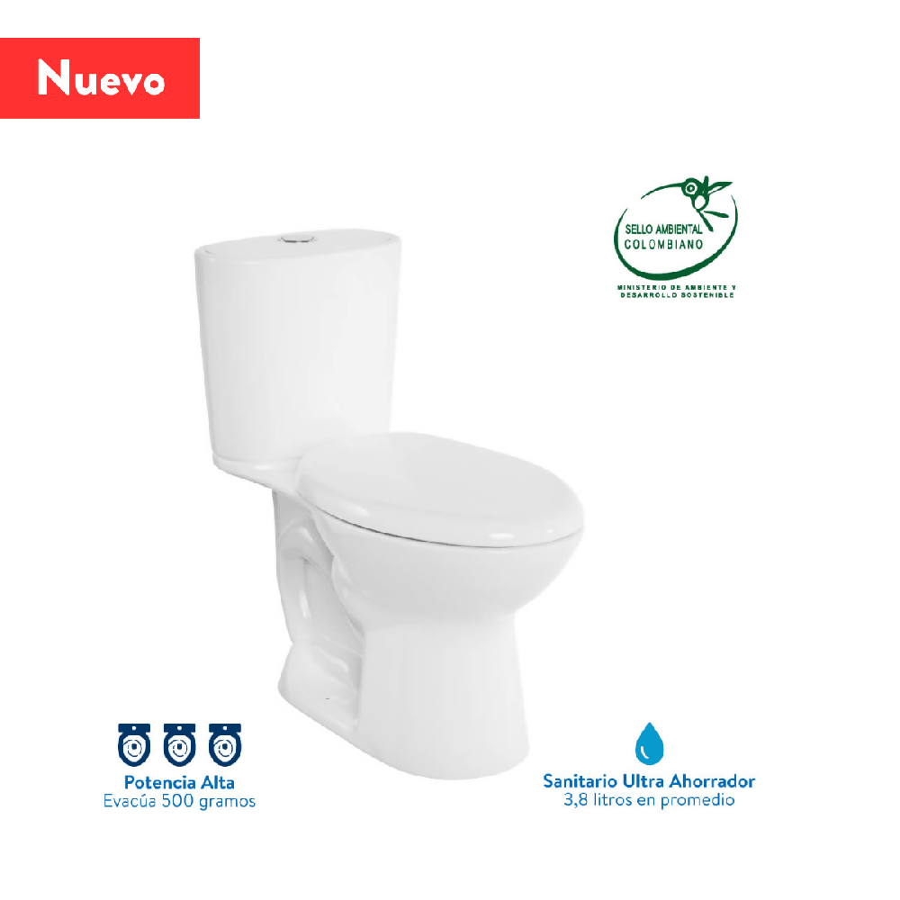 Sanitario Corona Aluvia alongado blanco - VIRTUAL MUEBLES