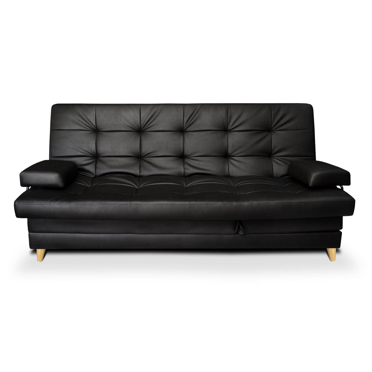 Sofácama Balmain Multifuncional Tipo Cuero Negro - VIRTUAL MUEBLES