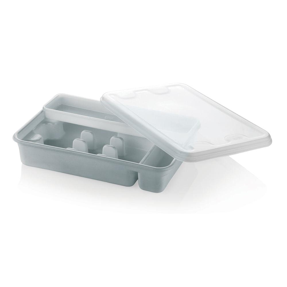 Portacubiertos con tapa Gris Plata - VIRTUAL MUEBLES