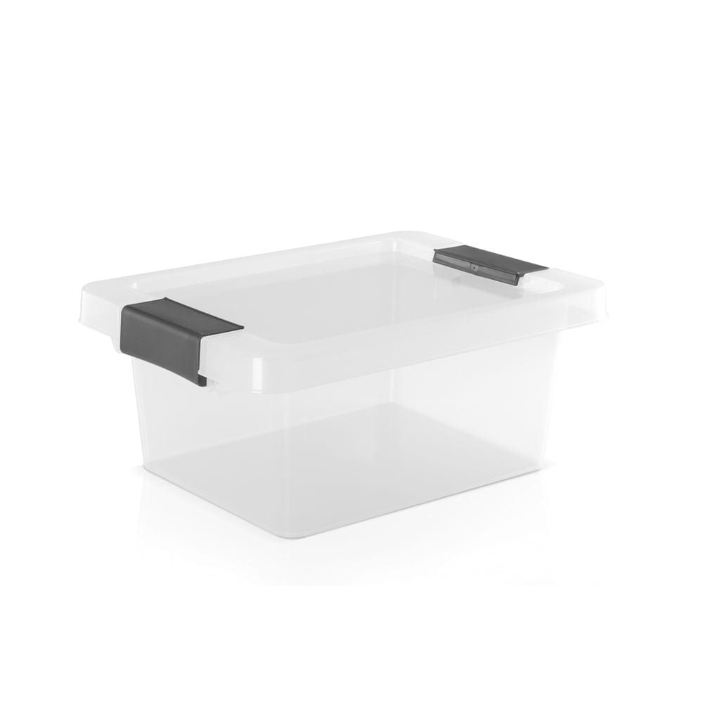 Caja organizadora con broches 4L transparente-Gris - VIRTUAL MUEBLES