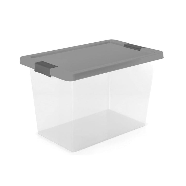 Caja organizadora con broches 7.5L Gris - VIRTUAL MUEBLES