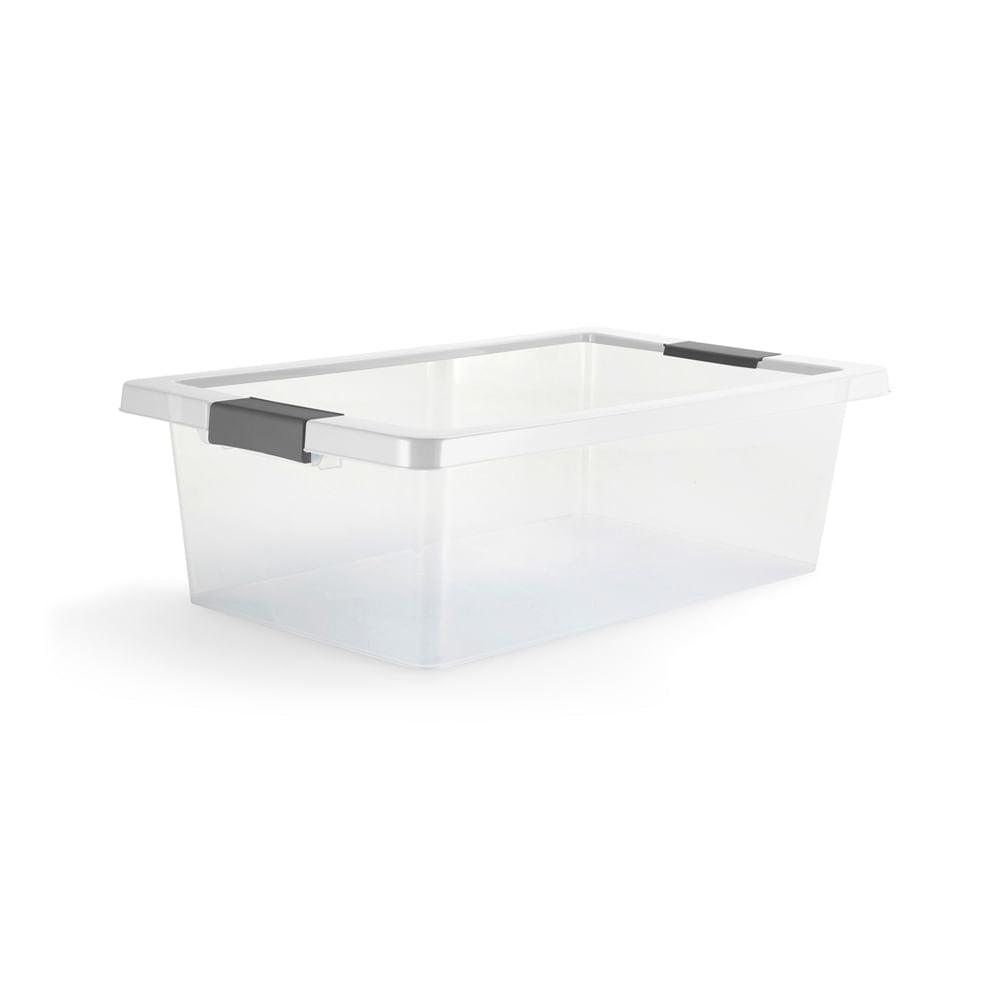 Caja organizadora con broches 12L transparente-Gris - VIRTUAL MUEBLES