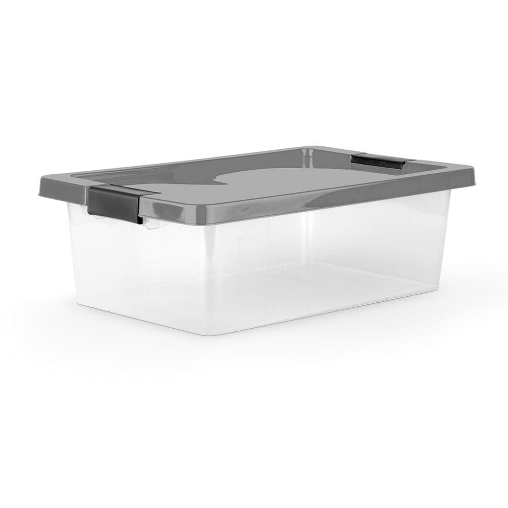 Caja organizadora con broches 12L Gris - VIRTUAL MUEBLES