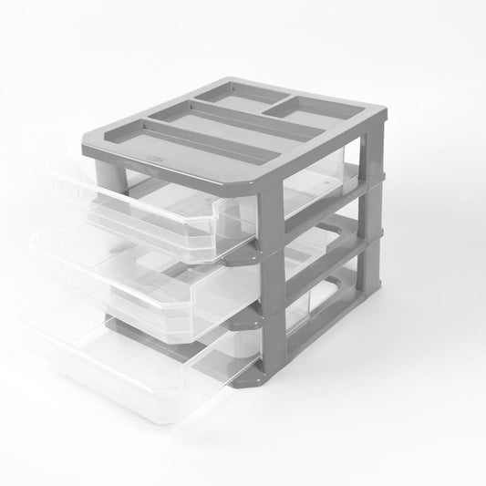 Cajonera de mesa x3 cajones Gris-transparente