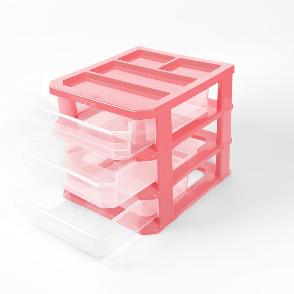Cajonera de mesa x3 cajones Coral-transparente - VIRTUAL MUEBLES