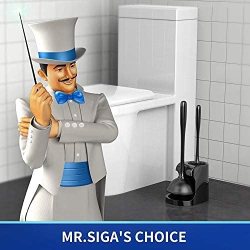 MR.SIGA Escobilla y soporte para inodoro, cerdas duraderas y flexibles,  cepillo de inodoro montado en la pared para limpieza de baño, negro, 1  paquete