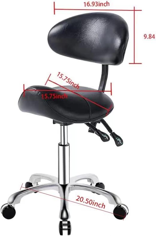 Silla de sillín con respaldo ergonómico, asiento de esteticista rodante para