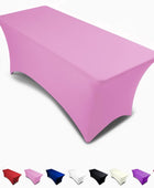Mantel rectangular de lino de elastano de 6 pies, color rosa, funda ajustable