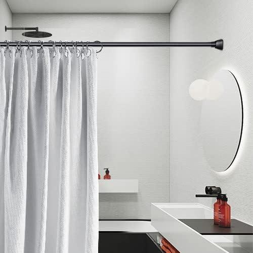 Barra de cortina de ducha negra mate para baño sin taladro resistente -  VIRTUAL MUEBLES