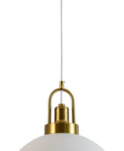 Lámpara colgante vintage de 13.58 pulgadas, cúpula rústica blanca y dorada,