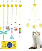 Juguetes interactivos de plumas para gatos, 6 piezas, juguete retráctil para