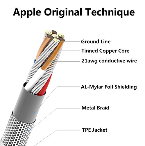  Paquete de 2 cargadores originales Apple [certificado por Apple  MFi], Cable de carga rápida USB, compatible con iPhone Xs  Max/Xr/Xs/X/8/7/6s/6plus/5s, iPad Pro/Air/Mini,iPod Touch (blanco 1  metro/3.3 pies), certificado original : Electrónica