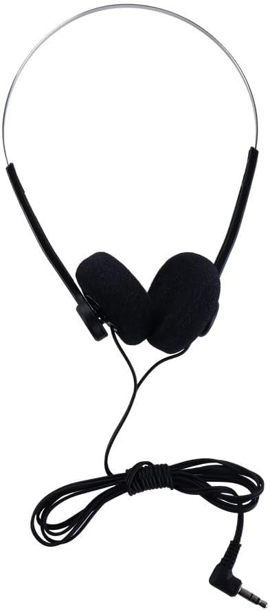 Auriculares retro en la oreja, auriculares estéreo con cable, auriculares